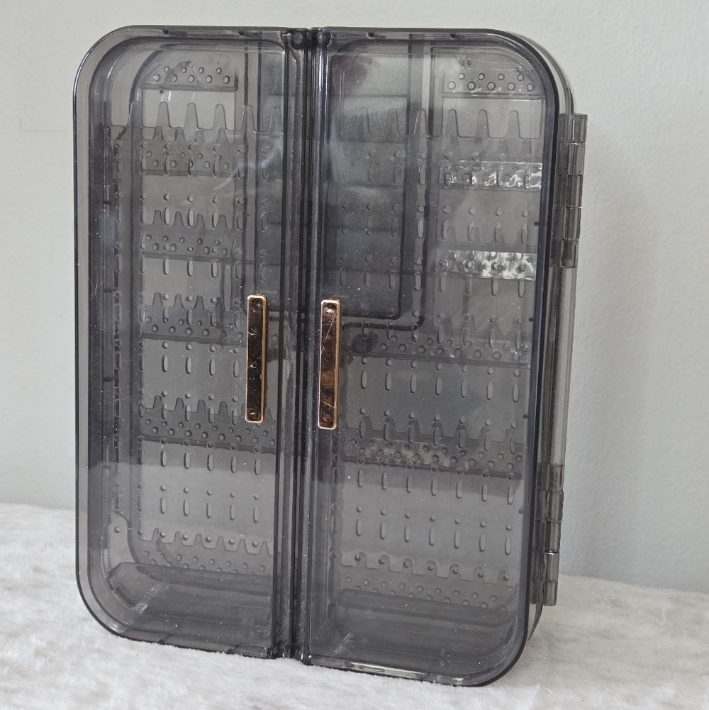 Smoke Gray Multi Level Desktop Cabinet Jewelry Organizer